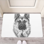 Black And White German Shepherd Print Rubber Doormat
