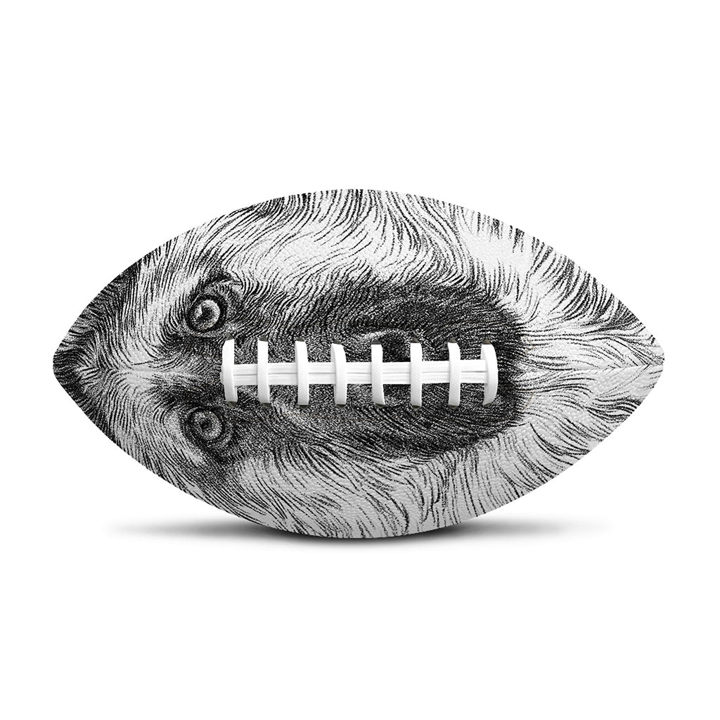Black And White German Shepherd Print Rugby Ball