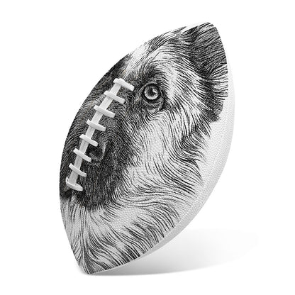 Black And White German Shepherd Print Rugby Ball