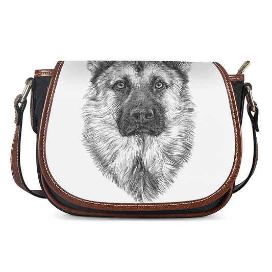 Black And White German Shepherd Print Saddle Bag