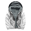 Black And White German Shepherd Print Sherpa Lined Zip Up Hoodie