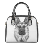 Black And White German Shepherd Print Shoulder Handbag