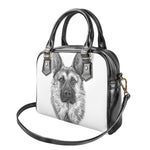 Black And White German Shepherd Print Shoulder Handbag