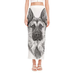 Black And White German Shepherd Print Side Slit Maxi Skirt