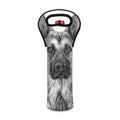Black And White German Shepherd Print Single Neoprene Wine Tote