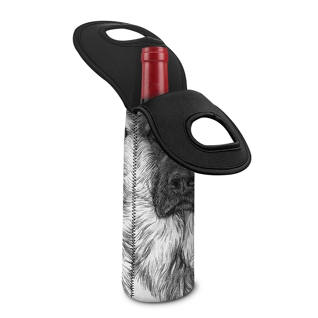 Black And White German Shepherd Print Single Neoprene Wine Tote