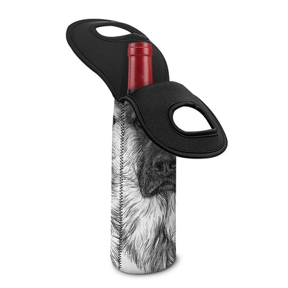 Black And White German Shepherd Print Single Neoprene Wine Tote