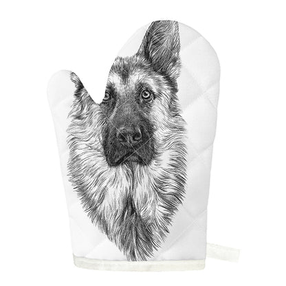 Black And White German Shepherd Print Single Oven Mitt