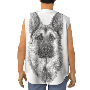 Black And White German Shepherd Print Sleeveless Baseball Jersey