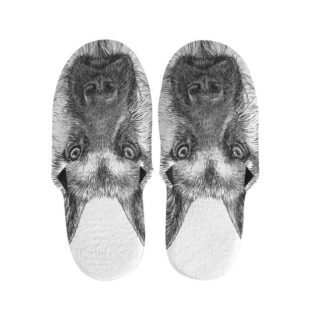 Black And White German Shepherd Print Slippers