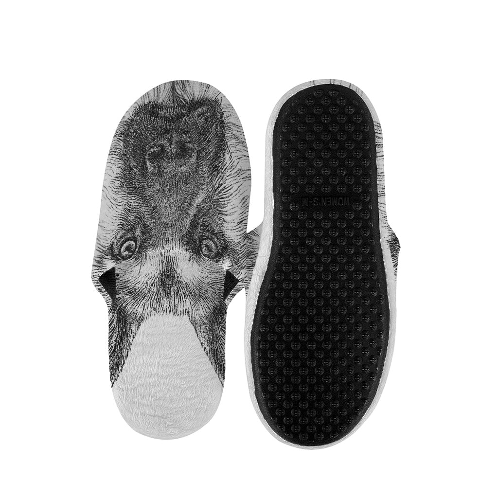 Black And White German Shepherd Print Slippers