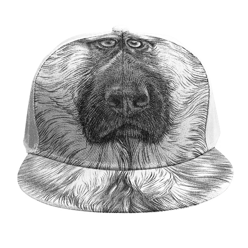 Black And White German Shepherd Print Snapback Cap