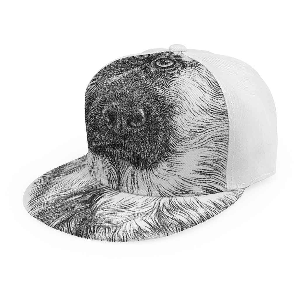Black And White German Shepherd Print Snapback Cap