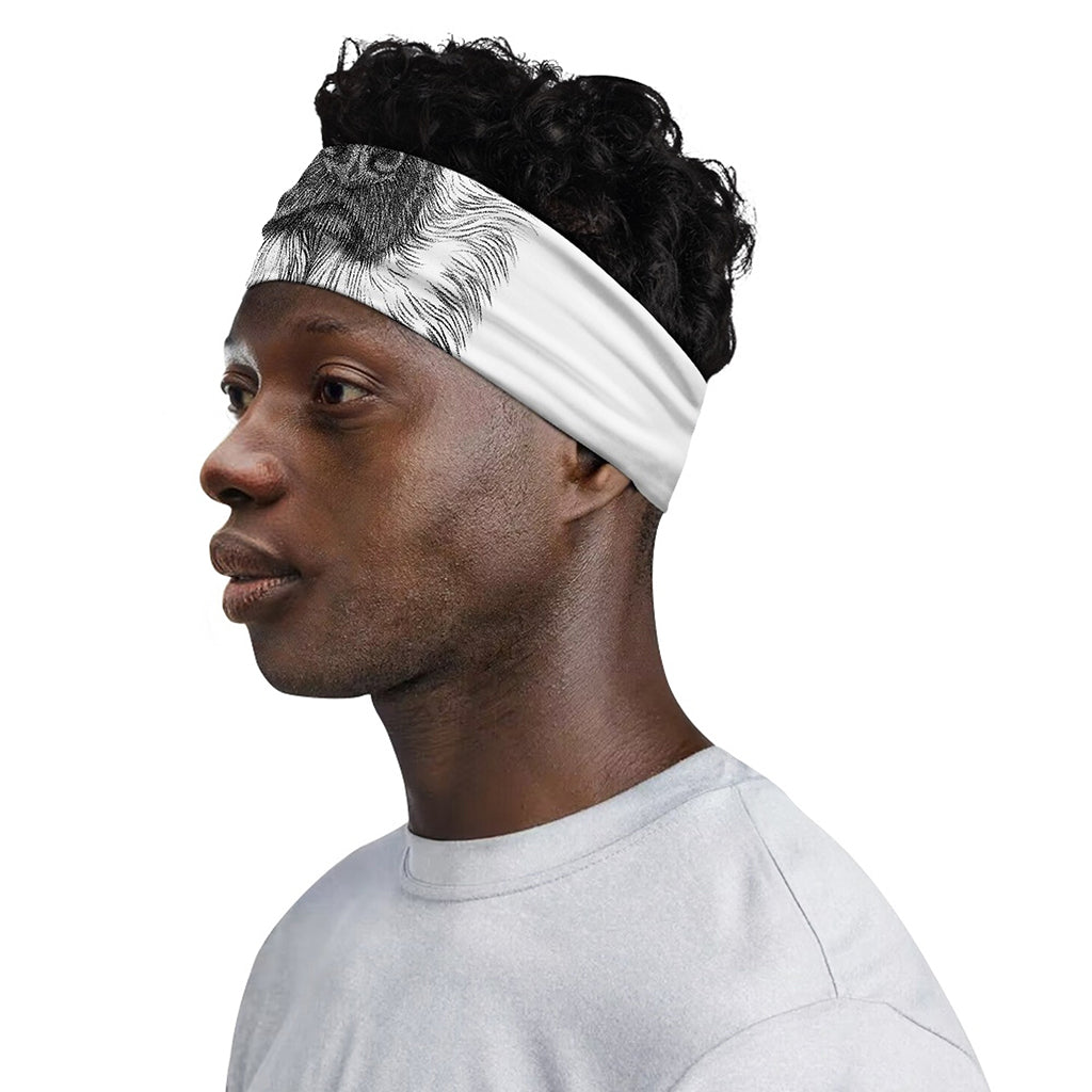 Black And White German Shepherd Print Sports Headband