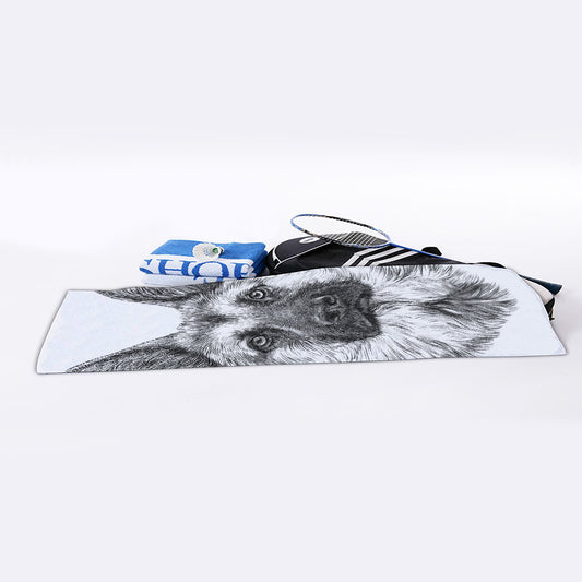 Black And White German Shepherd Print Sports Towel