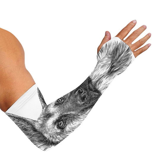 Black And White German Shepherd Print Sun Protection Arm Sleeves