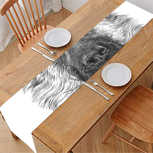 Black And White German Shepherd Print Table Runner