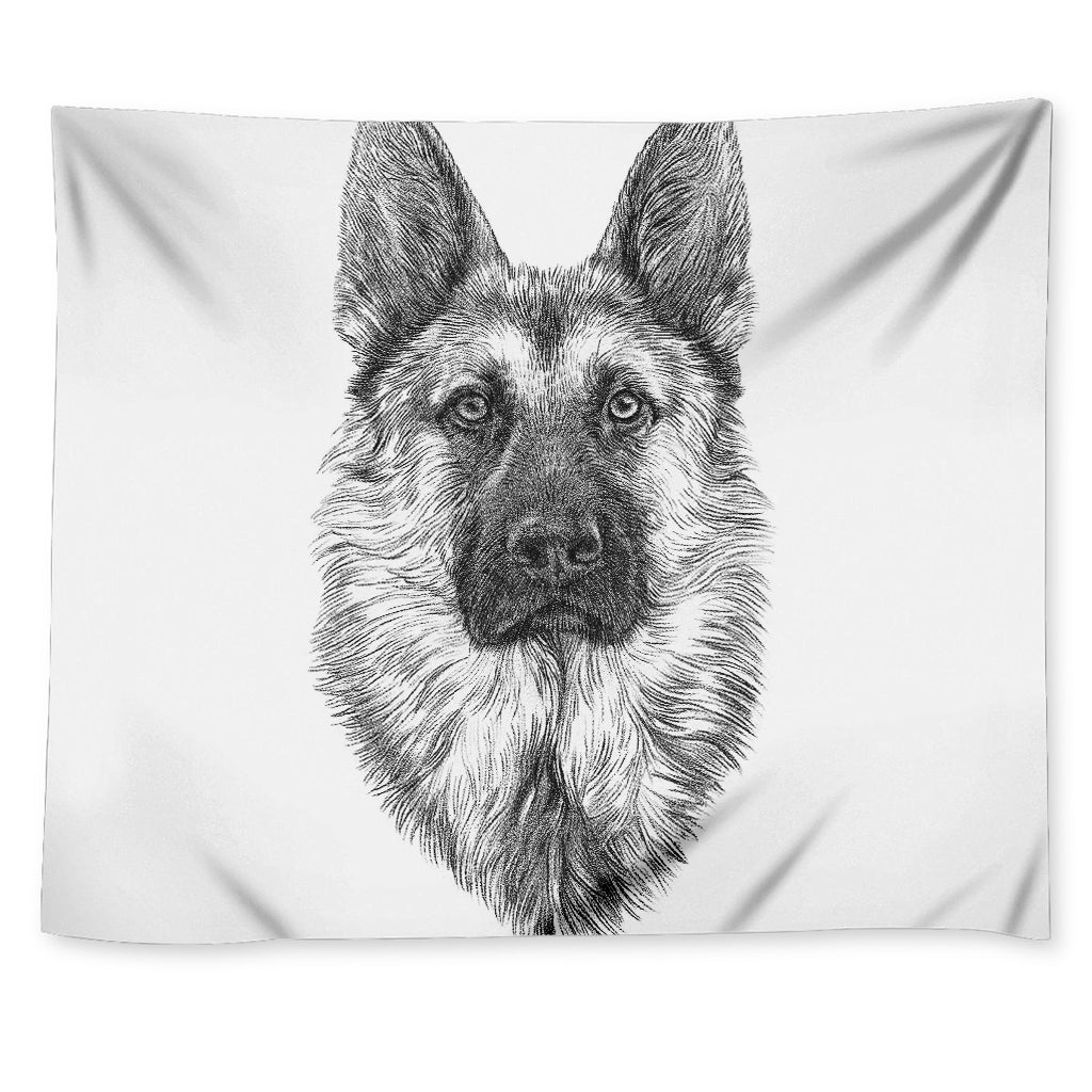 Black And White German Shepherd Print Tapestry