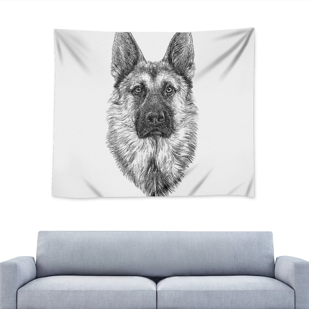 Black And White German Shepherd Print Tapestry