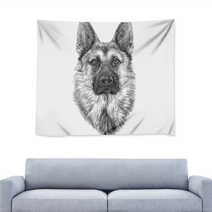 Black And White German Shepherd Print Tapestry