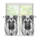 Black And White German Shepherd Print Tier Curtains