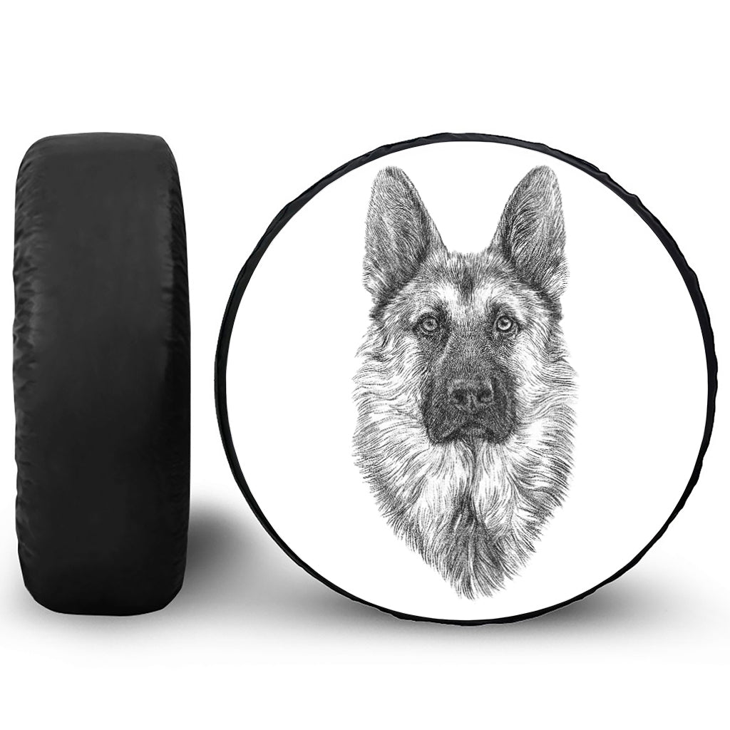 Black And White German Shepherd Print Tire Cover