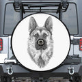 Black And White German Shepherd Print Tire Cover With Camera Hole