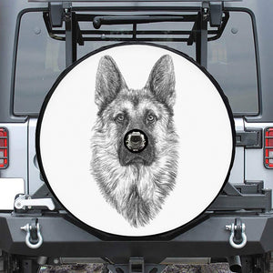 Black And White German Shepherd Print Tire Cover With Camera Hole