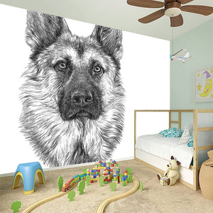 Black And White German Shepherd Print Wall Sticker