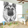 Black And White German Shepherd Print Wall Sticker