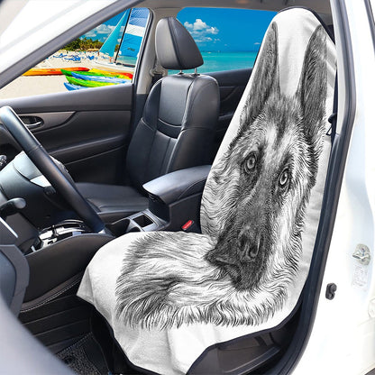 Black And White German Shepherd Print Waterproof Car Seat Cover
