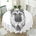 Black And White German Shepherd Print Waterproof Round Tablecloth