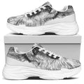 Black And White German Shepherd Print White Chunky Shoes