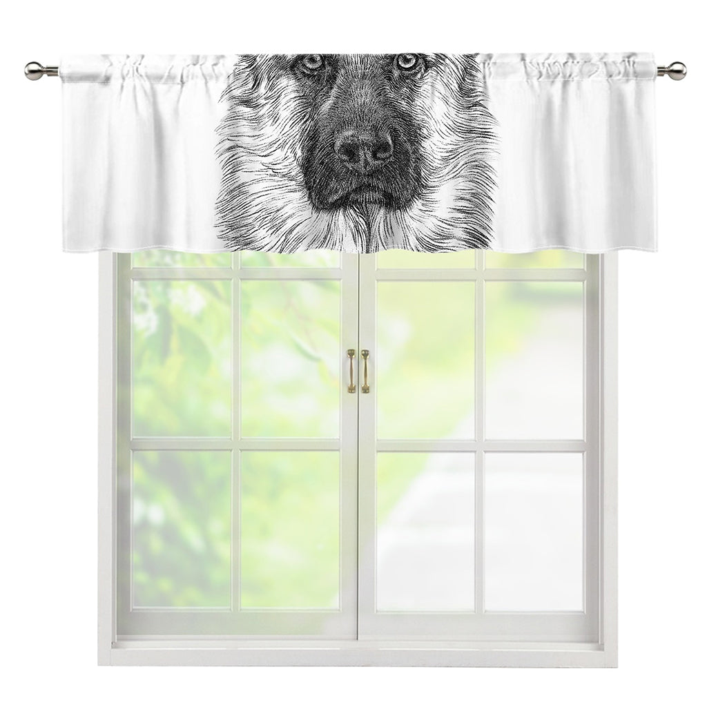 Black And White German Shepherd Print Window Valance