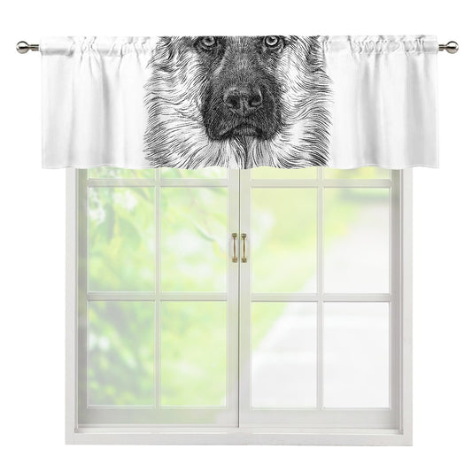 Black And White German Shepherd Print Window Valance