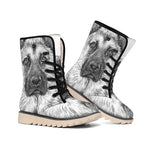 Black And White German Shepherd Print Winter Boots