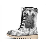 Black And White German Shepherd Print Winter Boots