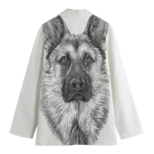 Black And White German Shepherd Print Women's Blazer