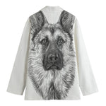 Black And White German Shepherd Print Women's Cotton Blazer