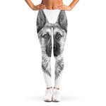 Black And White German Shepherd Print Women's Leggings
