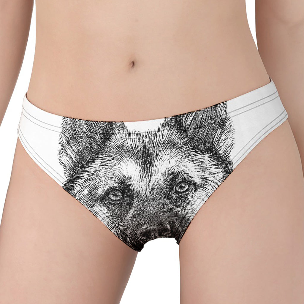 Black And White German Shepherd Print Women's Panties