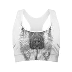 Black And White German Shepherd Print Women's Sports Bra