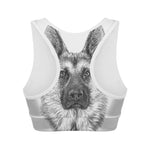Black And White German Shepherd Print Women's Sports Bra