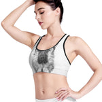 Black And White German Shepherd Print Women's Sports Bra