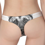 Black And White German Shepherd Print Women's Thong