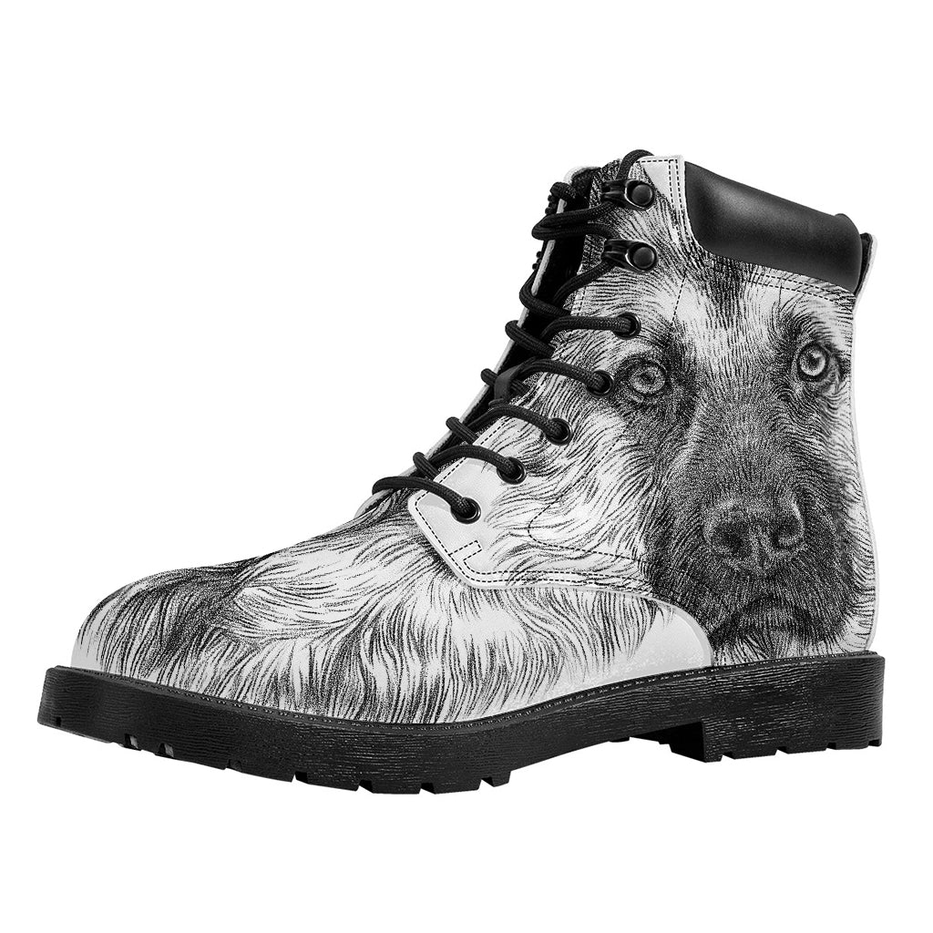 Black And White German Shepherd Print Work Boots
