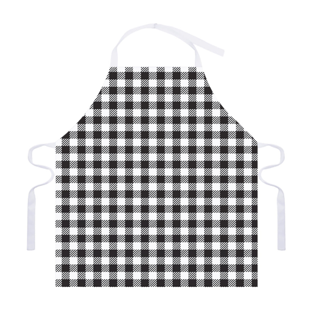 Black And White Gingham Pattern Print Adjustable Apron