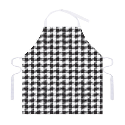 Black And White Gingham Pattern Print Adjustable Apron