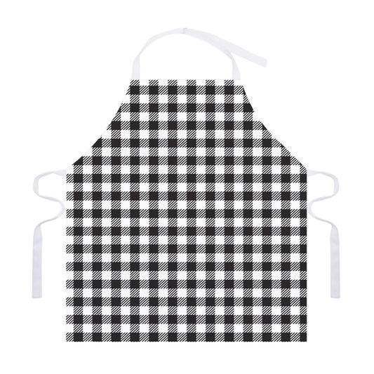 Black And White Gingham Pattern Print Adjustable Apron
