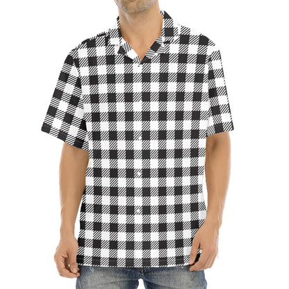 Black And White Gingham Pattern Print Aloha Shirt